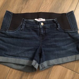 Isabel Maternity denim shorts with expanders (size 2)